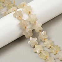 Natural Lemon Quartz Beads Strands, Faceted, Star, with Seed Beads, 14-15x14x6mm, Hole: 1mm, about 27pcs/strand, 15.94''(40.5cm)