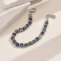 201 braccialetti con perline in acciaio inossidabile per donna e uomo, Blue Steel, diametro interno: 7-1/2 pollice (19 cm)