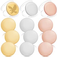 12Pcs 3 Colors Iron Blank Commemorative Coins, Lucky Coins, with Protection Case, Flat Round, for Laser Engraving Craft, Mixed Color, 40x3-3.3mm, 4pcs/color