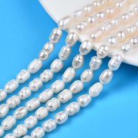 Natural Cultured Freshwater Pearl Beads Strands, Rice, Seashell Color, 8.5-12x6.5-7.5mm, Hole: 0.8mm, about 32-39pcs/strand, 13.82 inch-14.37 inch(35.1cm-36.5cm)