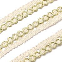 Polyester Lace Trim, Wavy Trimming for Home Textile Decoration, Gold, 1/2 inch(12mm), about 80.00-90.00 Yards(73.15-82.296m)/Roll