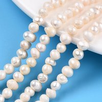 Natural Cultured Freshwater Pearl Beads Strands, Potato, Seashell Color, 4-5.5x3.5-5mm, Hole: 0.6mm, about 74-76pcs/strand, 13.31-13.46 inch(33.8-34.2cm)