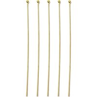 Clou à tête boule en laiton, or, 70x0.7mm, 21 jauge, tête: 1.85 mm
