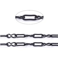 304 Stainless Steel Link Chains, Paperclip Chains, Soldered, with Spool, Electrophoresis Black, Square Link: 1.8x5x0.5mm, 8 Sharped Link: 2.1x4.6x0.5mm, about 65.61 Feet(20m)/roll