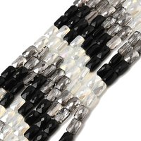 Electroplate Glass Beads Strands, Rectangle, Faceted, Gradient Color, Black, 7x4x3.5mm, Hole: 1mm, about 63pcs/strand, 16.89''(42.9cm)