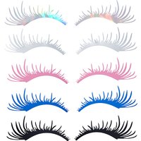 10 Pairs 5 Colors Eyelash Shape Waterproof PVC Picture Stickers, for Automative Lighting, Car Decoration, Mixed Color, 111x249x0.1mm, 2pairs/color