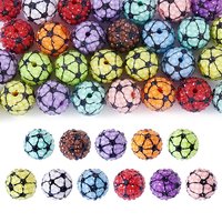30 pieza de cuentas de rhinestone de resina con temática deportiva, fútbol, color mezclado, 19-20mm, agujero: 2.5 mm