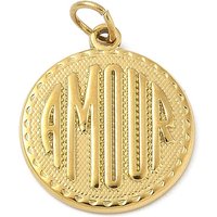 Ciondoli in acciaio inox 304, con anello di salto, oro, parola amore, rotondo e piatto, 18x15.5x1.5mm, Foro: 3.3 mm