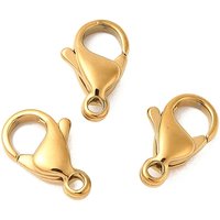Fermoirs mousquetons en acier inoxydable 304 à placage ionique (IP), fermoirs à gâchette de perroquet, véritable 18k plaqué or, 11x7x3.5mm, Trou: 1.2mm