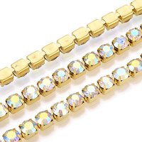 Messing Strass Strassketten, Strass Tasse Ketten, mit Spule, goldene Farbe überzogen, Kristall ab, 5 mm, ca. 10 Yards / Rolle