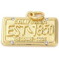 Brass Micro Pave Cubic Zirconia Pendants, California License Plate, with Jump Ring, Long-Lasting Plated, Cadmium Free & Lead Free, Rack Plating, Real 18K Gold Plated, 12x18x2.5mm, Hole: 3mm