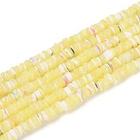 Natural Trochid Shell/Trochus Shell Beads Strands, Dyed, Flat Round, Champagne Yellow, 2.5-3.5x0.2-3mm, Hole: 0.5-0.6mm, about 270-290pcs/strand, 14.96-15.35 inch(38-39cm)