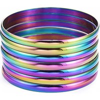 Set di bracciali in acciaio inossidabile fashion 201, colore arcobaleno, 2-5/8 pollice (6.8 cm), 7 pc / set