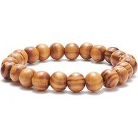 Bracelet extensible en perles rondes en bois naturel, bijoux de yoga pour hommes femmes, Pérou, diamètre intérieur: 2-3/8 pouce (5.9 cm), perles: 10 mm