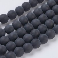 Natürliche schwarze Achat Perlen Stränge, gefärbt und erhitzt, matt, Runde, 8 mm, Loch: 1 mm ca. 47-49 Stk. / Strang, 15 Zoll.
