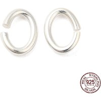925 Sterling Silber offene Biegeringe, Oval, Silber, 18 Gauge, 6x4.5x1 mm, Innendurchmesser: 3x4.5 mm