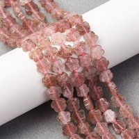 Natural Strawberry Quartz Beads Strands, Plum Blossom Flower, 6x6x2mm, Hole: 0.6-0.8mm, about 60-64pcs/strand, 14.37-14.96''(36.5-38cm)