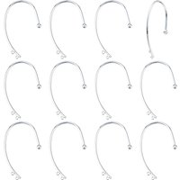 12Pcs Brass Ear Cuff Findings, Climber Wrap Around Non-piercing Earring Findings with Double Horizontal Loops, Silver, 53x31.5x4mm, Hole: 1.4mm