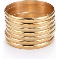 Set di bracciali in acciaio inossidabile fashion 201, oro, 2-1/8 pollice (5.5 cm), 7 pc / set