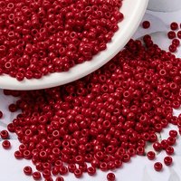 MIYUKI Round Rocailles Beads, Japanese Seed Beads, 8/0, (RR408) Opaque Red, 8/0, 3mm, Hole: 1mm, about 422-455pcs/10g