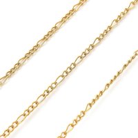 304 Stainless Steel Twisted Chains Curb Chains, Ion Plating(IP), with Spool, Soldered, Real 18K Gold Plated, 2x4x1mm,10m