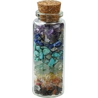 Glass Wishing Bottle Decoration, Chakra Healing Bottles, Wicca Gem Stones Balancing, with Synthetic & Natural Mixed Gemstone Beads Drift Chips inside, 27x77mm