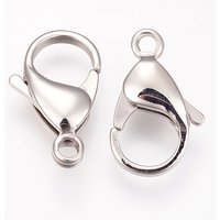 Chiusure a moschettone in acciaio inossidabile 304 anti-ossidazione, fermagli del grilletto del pappagallo, colore acciaio inossidabile, 20x12.5x5mm, Foro: 2.5 mm