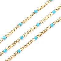 Ion Plating(IP) 304 Stainless Steel Enamel Curb Chains, with Spool, Soldered, Faceted, Cyan, 2.5x2x0.8mm, 32.80Feet/roll(10m/roll)