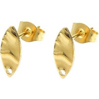 Ohrstecker-Beschläge aus Edelstahl 304, Pferd Auge, 12x5 mm, Bohrung: 1.4 mm, Stift: 10.5x0.5 mm.