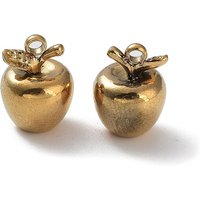 Ion Plating(IP) 304 Stainless Steel Charm, 3D Apple Charm, Real 18K Gold Plated, 11x8mm, Hole: 1.6mm