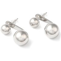 Rack Plating Brass Round Ball Front Back Stud Earrings, Dangle Stud Earrings, Platinum, 23.5x11.5mm