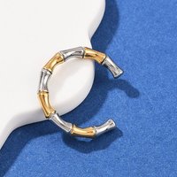 304 Stainless Steel Cuff Rings for Women, Ion Plating(IP), Bamboo Joint, Golden & Stainless Steel Color, 3mm, Inner Diameter: Adjustable