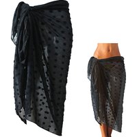 Rectangle Polyester Beach Wrap Dress, Ornament Accessories, Black, 1450x1100x1mm