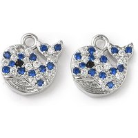 Brass Micro Pave Cubic Zirconia Pendants, Whale Charms, Real Platinum Plated, 12x13x3mm, Hole: 1.6mm