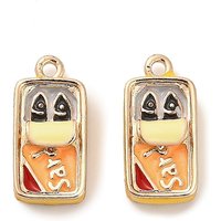 Alloy Enamel Pendants, Food Themes Charms, Canned Fish, 17x8x5mm, Hole: 1.6mm