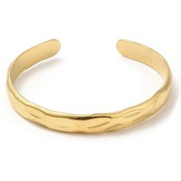 304 Stainless Steel Cuff Bangles, Wave Open Bangles for Women, Real 18K Gold Plated, Inner Diameter: 2-1/4x1-7/8inch(5.8x4.9cm), 9mm
