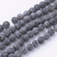Natürliche schwarze Larvikit-Perlenstränge, Runde, matt, 6-6.5 mm, Bohrung: 1 mm, ca. 60 Stk. / Strang, 14.9 Zoll (38 cm)