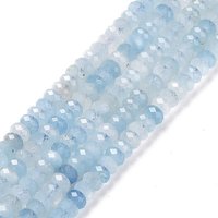 Natürliche Aquamarin Perlen Stränge, facettiert, Rondell, 4x2 mm, Bohrung: 0.7 mm, ca. 157 Stk. / Strang, 15.55 Zoll (39.5 cm)