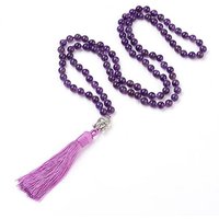 Collane ciondolo nappa, con perline di ametista naturale, buddha testa, 31.1 pollice - 33 pollici (79-84 cm)