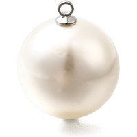 ABS Plastic Pearl Pendants, Round, with Platinum Alloy Loop, Floral White, 24x20mm, Hole: 1.8mm