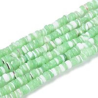 Natural Trochid Shell/Trochus Shell Beads Strands, Dyed, Flat Round, Medium Spring Green, 2.5-3.5x0.2-3mm, Hole: 0.5-0.6mm, about 270-290pcs/strand, 14.96-15.35 inch(38-39cm)