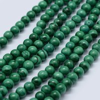 Chapelets de perles en malachite naturelle, grade AB, ronde, 10mm, Trou: 0.8mm, Environ 40 pcs/chapelet, 15.5 pouce (39.5 cm)