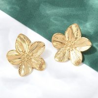 Boucles d'oreilles à tige en acier inoxydable 304 anti-ternissement, fleur, couleur inoxydable, 32x31mm