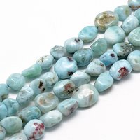 Natural Larimar Beads Strands, Grade A, Nuggets, 8-15x7-12x4-12mm, Hole: 1mm, about 30-45pcs/strand, 15.7 inch