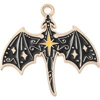 Alloy Enamel Pendants, Dragon, Golden, Star, 29.5x30x1.2mm, Hole: 2mm