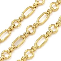 Chaînes à maillons ovales en acier inoxydable 304 faites à la main avec placage ionique (IP), non soudée, avec bobine, or, 7-12x4-7x1.5-4mm
