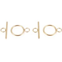 Cierres de palanca de acero inoxidable 304 con recubrimiento iónico (IP), anillo, dorado, anillo: 27.5x19.5x2 mm, agujero: 5.5 mm, bar: 30x10x2 mm, agujero: 5.5 mm