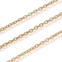 PVD Vacuum Plating 304 Stainless Steel Cable Chains, Soldered, with Spool, Oval,, Golden, about 82.02 Feet(25m)/roll, 2.5x2x0.5mm