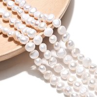 Natural Cultured Freshwater Pearl Beads Strands, Two Sides Polished, Creamy White, 4.5-7x6-7.5x3-6.5mm, Hole: 0.6mm, about 28-29pcs/strand, 6.69-7.09 inch(17-18cm)