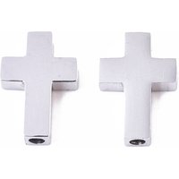Perlas de acero inoxidable 304 resistentes al deslustre, cruz, color acero inoxidable, 14x10x3mm, agujero: 2 mm